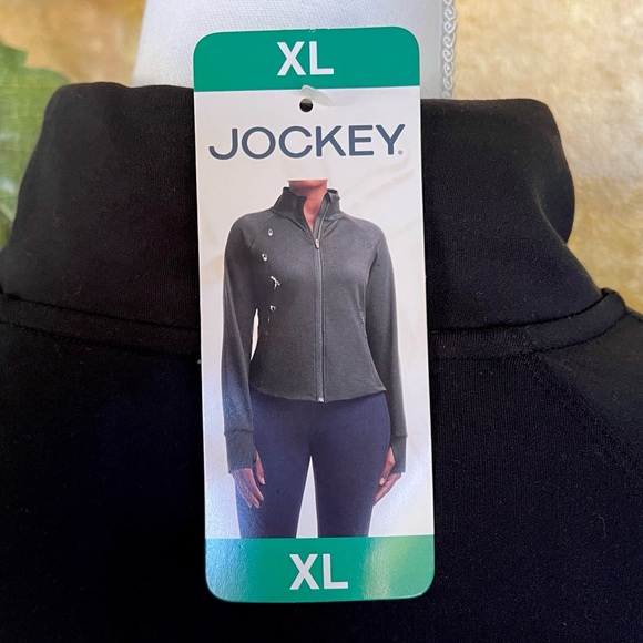 NEW Jockey Women’s Tulip Hem Yoga Black Salt Zip-Up Mock Neck Jacket, Size XL - Picture 14 of 16